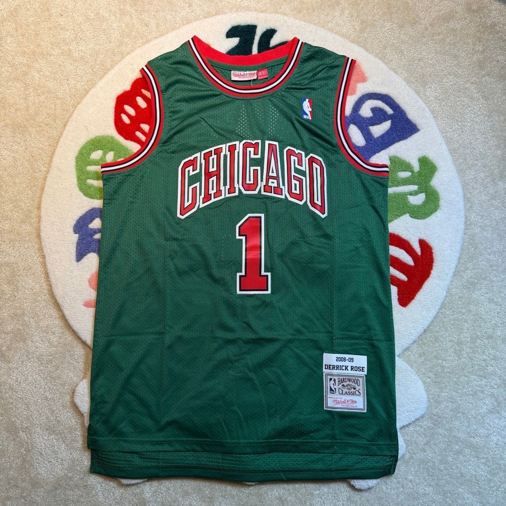 Mitchell & Ness Chicago Bulls Derrick Rose #1 Green St Patricks Day Jersey L NWT